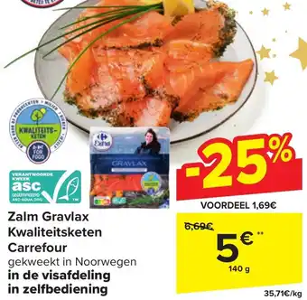 Carrefour Market Zalm Gravlax Kwaliteitsketen Carrefour 140g aanbieding