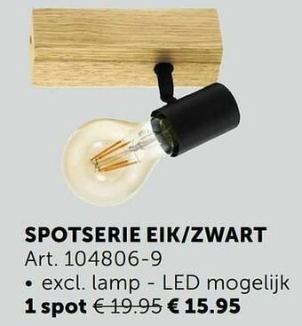Zelfbouwmarkt Spotserie eik-zwart 1 spot aanbieding