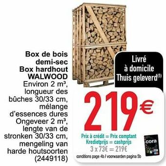Cora Box de bois demi-sec box hardhout walwood aanbieding