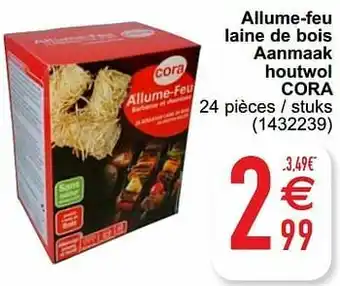 Allume-feu laine de bois aanmaak houtwol cora