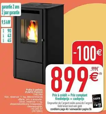 Cora Poêle à pellets punto fuoco thelma aanbieding