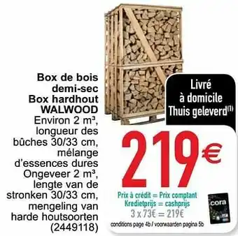 Box de bois demi-sec box hardhout