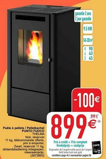 Cora Poêle à pellets - pelletkachel punto fuoco thelma aanbieding