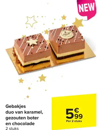 Gebakjes duo van karamel, gezouten boter en chocolade