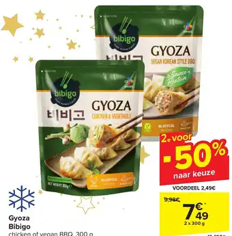 Carrefour Market Gyoza Bibigo 2 x 300g aanbieding