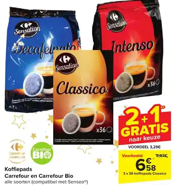 Carrefour Market Koffiepads Carrefour en Carrefour Bio aanbieding