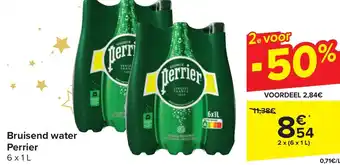 Carrefour Market Perrier Bruisend water 2 x (6 x1L) aanbieding