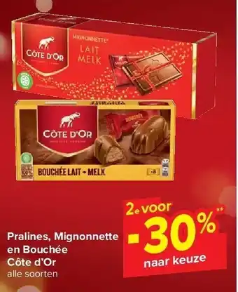 Carrefour Pralines, mignonnette en bouchée côte d’or aanbieding