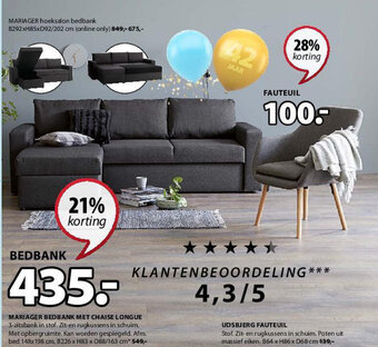 Jysk Mariager Bedbank Met Chaise Longue aanbieding