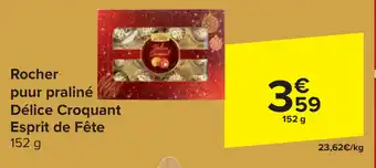 Carrefour Market Rocher puur praliné Délice Croquant Esprit de Fête 152g aanbieding