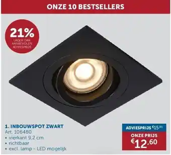 Zelfbouwmarkt Inbouwspot zwart aanbieding