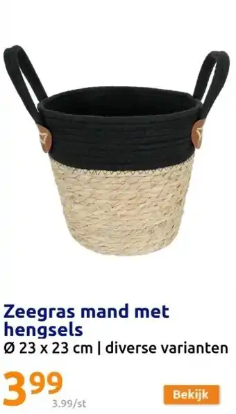 Zeegras mand met hengsels