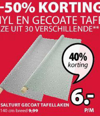 Jysk Salturt Gecoat tafellaken aanbieding