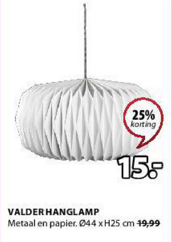 Jysk Valder Hanglamp aanbieding