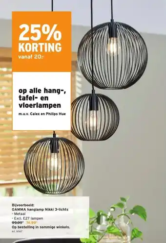 GAMMA Hang, tafel en vloerlampen aanbieding