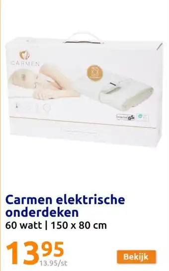 Action Carmen elektrische onderdeken 60 watt | 150 x 80 cm aanbieding