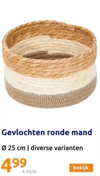 Action Gevlochten ronde mand aanbieding