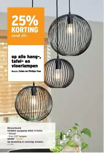 GAMMA Gamma hanglamp nikki 3-lichts aanbieding