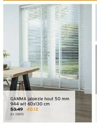 Gamma jaloezie hout 50 mm 944 wit 60x130 cm