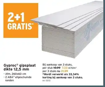 GAMMA Gyproc gipsplaat dikte 12,5 mm aanbieding