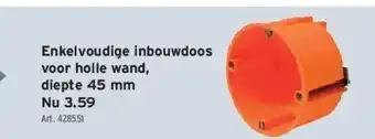 GAMMA Enkelvoudige inbouwdoos voor holle wand, diepte 45 mm aanbieding