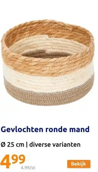 Action Gevlochten ronde mand aanbieding