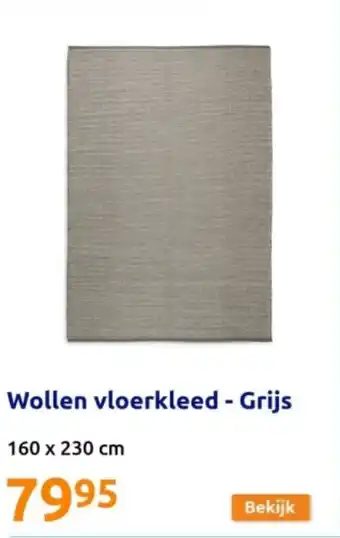 Action Wollen vloerkleed - Grijs 160 x 230 cm aanbieding