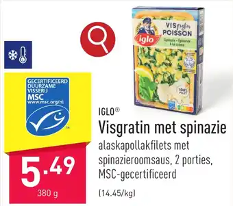 ALDI Visgratin met spinazie 380 g aanbieding