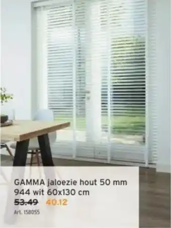GAMMA Jaloezie hout 50 mm 944 wit 60x130 cm aanbieding