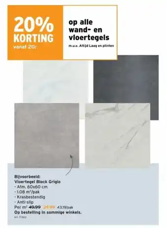 GAMMA Vloertegel Block Grigio aanbieding
