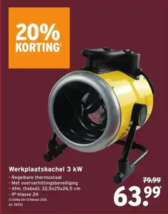 GAMMA Werkplaatskachel 3 kW aanbieding