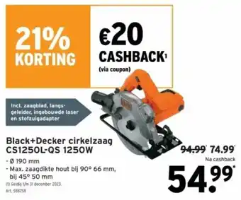 GAMMA Black+Decker cirkelzaag CS1250L-QS 1250W aanbieding