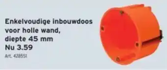 GAMMA Enkelvoudige inbouwdoos voor holle wand, diepte 45 mm aanbieding