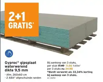 GAMMA Gyproc gipsplaat waterwerend dikte 9,5 mm aanbieding