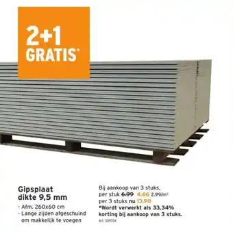 GAMMA Gipsplaat dikte 9,5 mm aanbieding