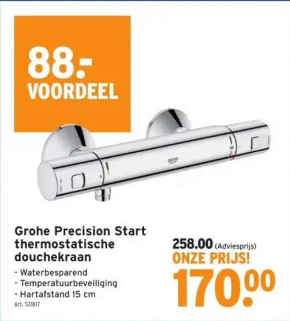 Grohe Precision Start thermostatische douchekraan promotie bij GAMMA