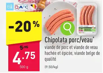 ALDI Chipolata porc/veau 500g aanbieding