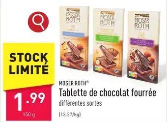ALDI Tablette de chocolat fourrée 150g aanbieding