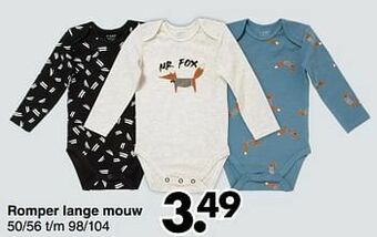 Wibra Romper lange mouw aanbieding