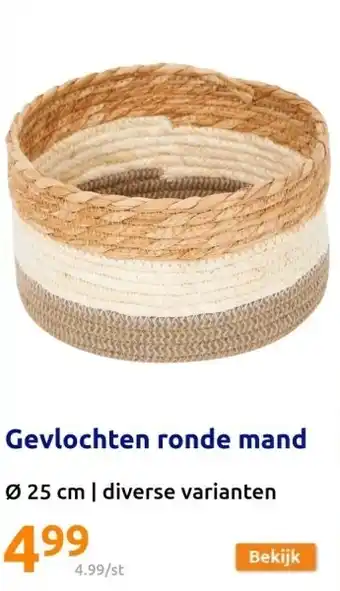 Action Gevlochten ronde mand aanbieding