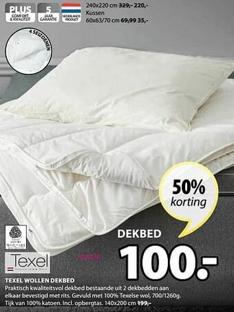 Jysk Texel wollen dekbed aanbieding