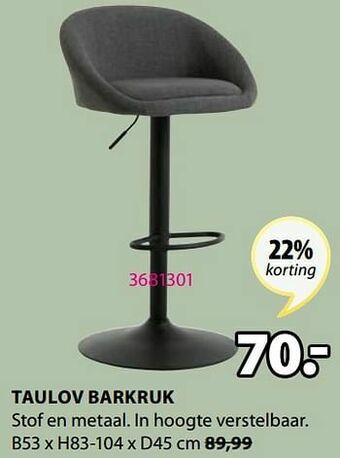 Jysk Taulov barkruk aanbieding