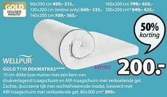 Jysk Gold t110 dekmatras aanbieding