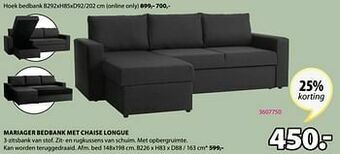 Jysk Mariager bedbank met chaise longue aanbieding