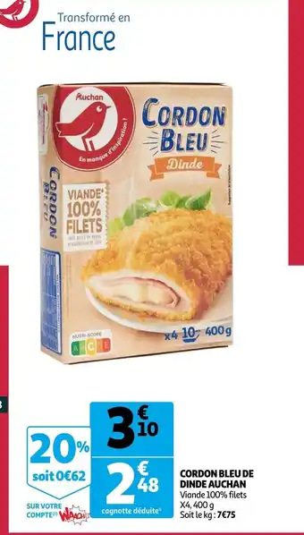 Cordon bleu de dinde auchan 400g