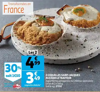 Auchan 2 coquilles saint-jacques auchan le traiteur 2x140g aanbieding