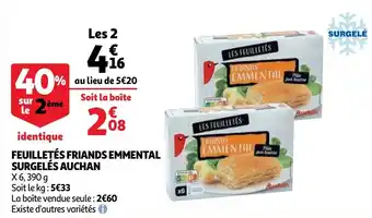 Auchan Feuilletes friands emmental surgeles auchan 390g aanbieding
