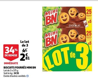 Auchan Biscuits fourres mini BN aanbieding