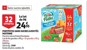 Auchan Pom'potes sans sucres ajoutes materne aanbieding