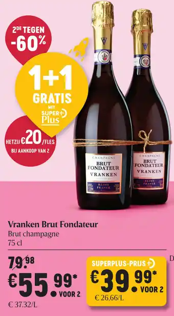 Delhaize Vranken brut fondateur 75cl aanbieding